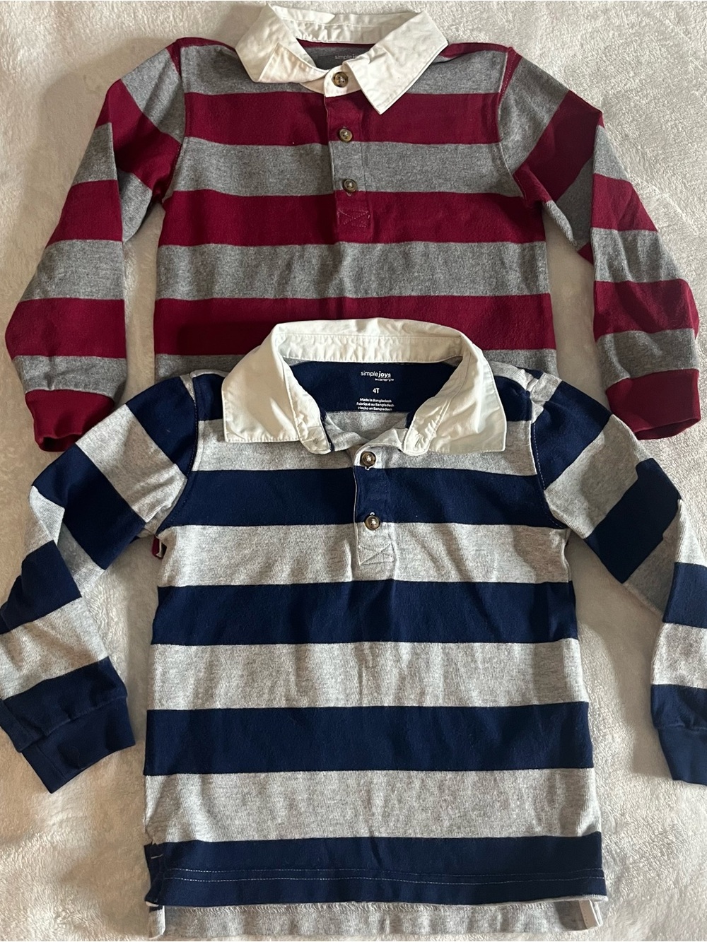 Simple Joys By Carter’s Burgundy Navy Long Sleeve Rugby Shirts Boys Sz 4T